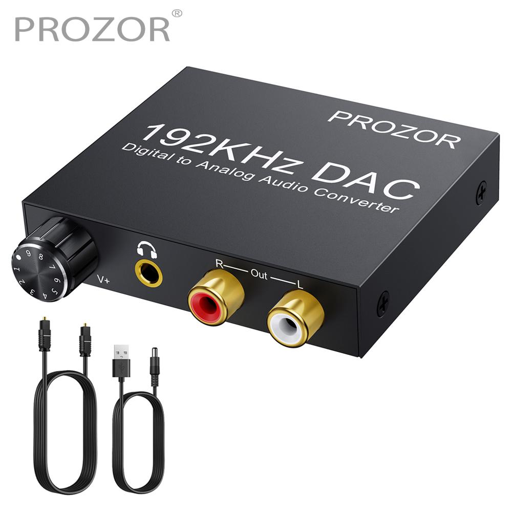 PROZOR 192KHz Bộ Chuyển Đổi Âm Thanh Kỹ Thuật Số Sang Analog Có Thể Điều Chỉnh Âm Lượng Kỹ Thuật Số DAC Bộ Chuyển Đổi Quang Học Sang RCA Jack 3.5Mm Với Cáp USB