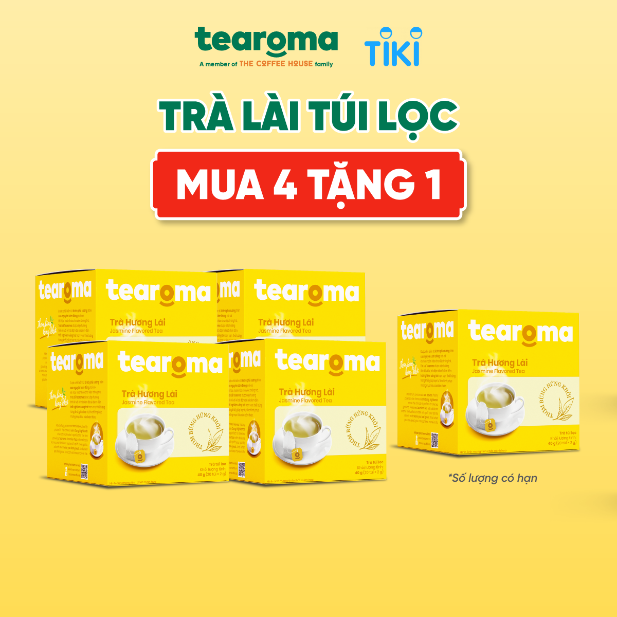 [MUA 2 TẶNG 1] Trà túi lọc Lài Tearoma (Hộp 20gói x 2gr)