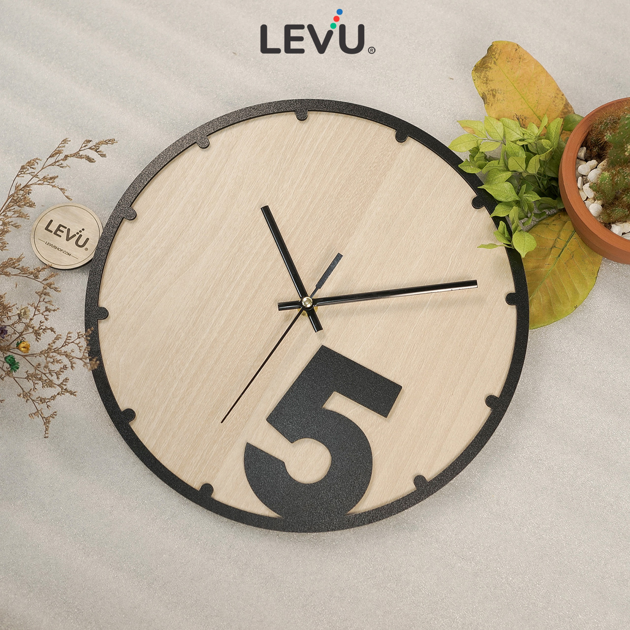 Đồng Hồ Treo Tường gỗ trang trí LEVU DH03 Handmade cao cấp