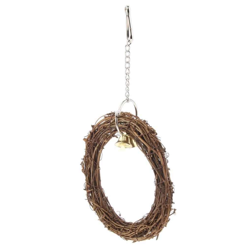 Bird Parrot Cage Hanging Swing Chew Perches Toys Cockatiel Budgie Rattan Stand