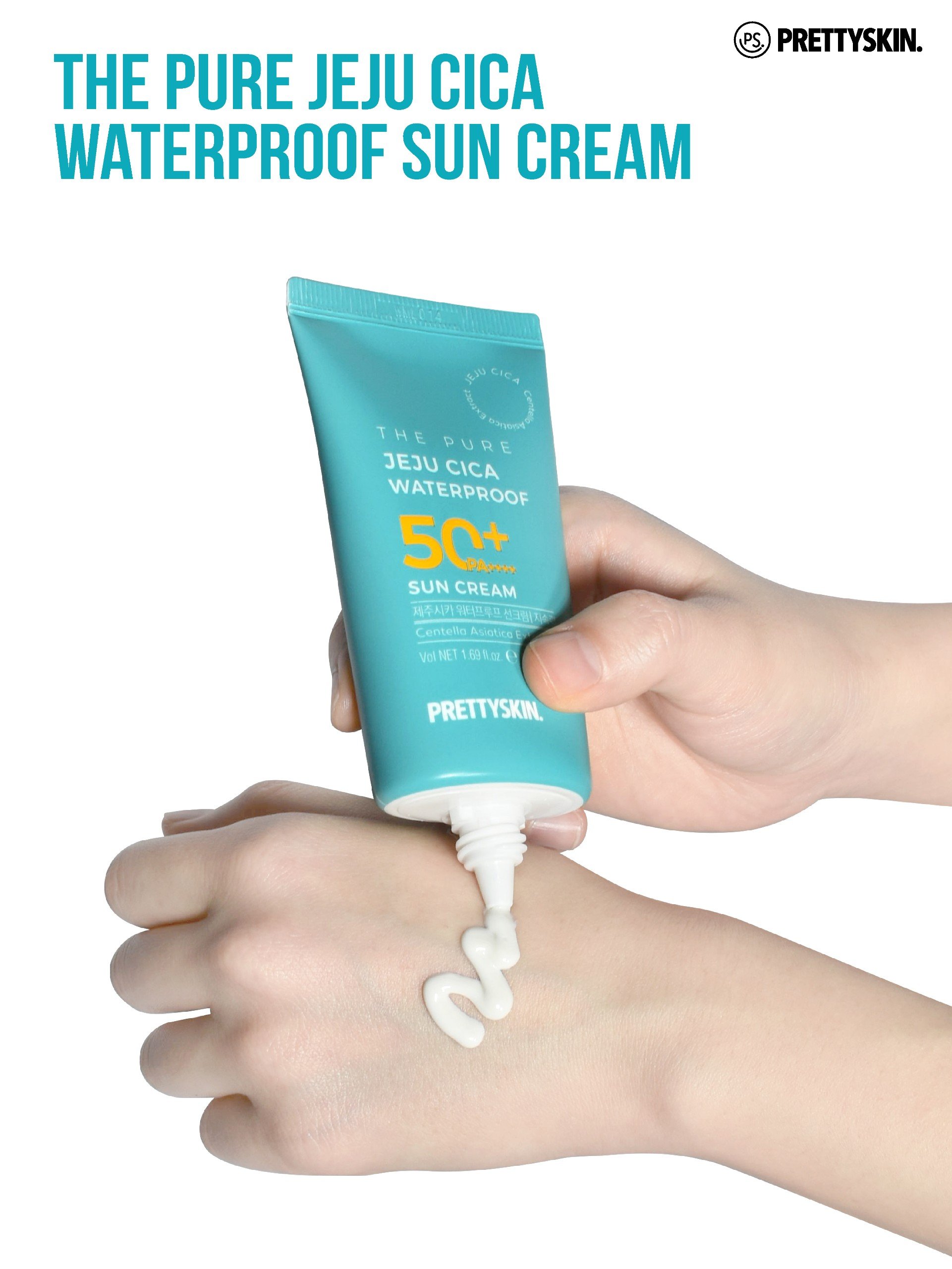 Kem chống nắng rau má nâng tông kháng nước, lấu trôi - Pretty Skin The pure jeju cica Waterproof Sun Cream