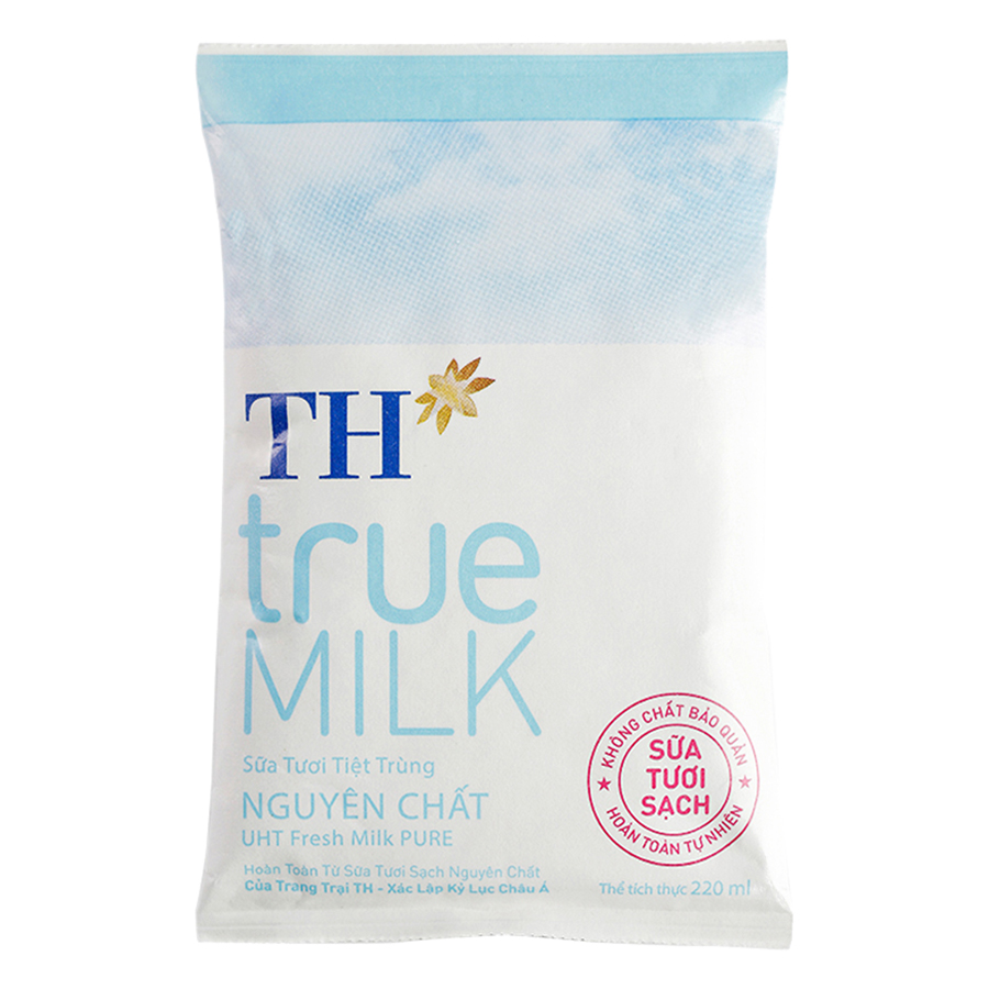 Thùng Sữa Tươi Tiệt Trùng Nguyên Chất TH True Milk (220ml x 48 Bịch)