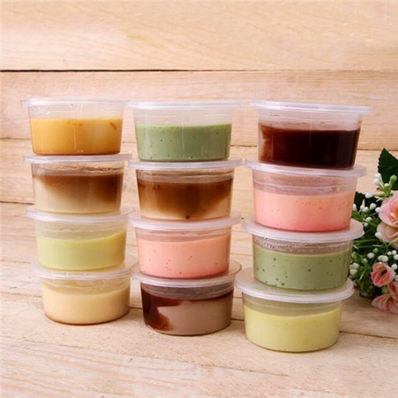 TẶNG KÈM NẮP Lốc 50 khuôn nhựa đổ bánh flan - Hủ sữa chua, rau câu