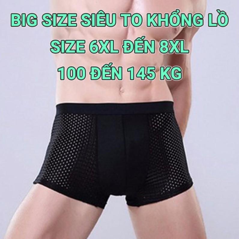 Quần sịp đùi boxer Nhật 4 chiều thông hơi cao cấp BIG SIZE SIZE LỚN (6XL ĐẾN 8XL, 100 ĐẾN 145 KG) thoáng khí kháng khuẩn