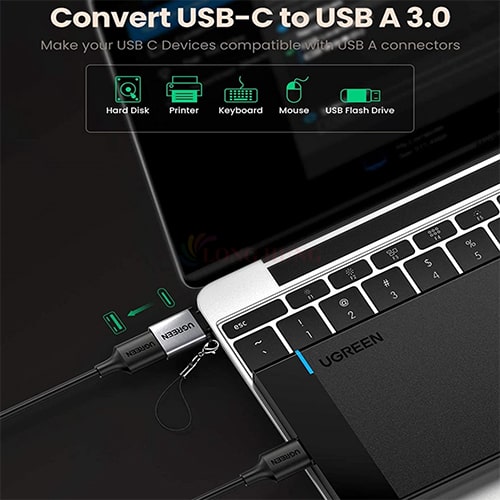 Cổng chuyển đổi Ugreen USB-C to USB 3.0 Adapter Cable with Lanyard US270 - Hàng chính hãng