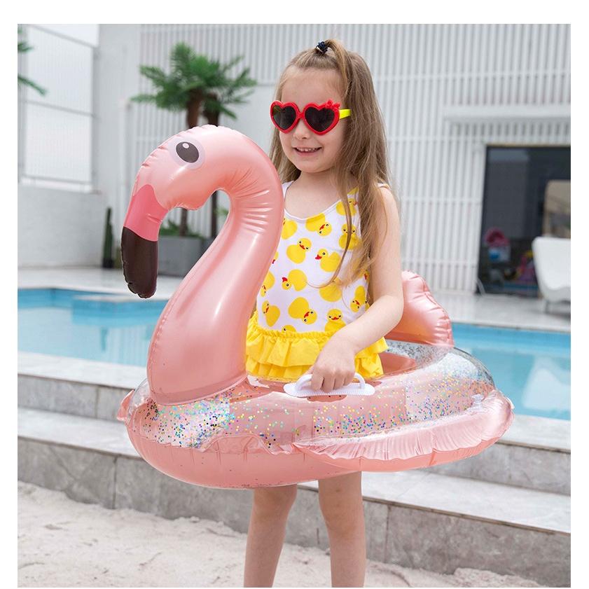 Phim hoạt hình sequin vàng hồng hồng hạc ngồi nhẫn trẻ em trẻ em trẻ em bé kỳ lân bơi vòng