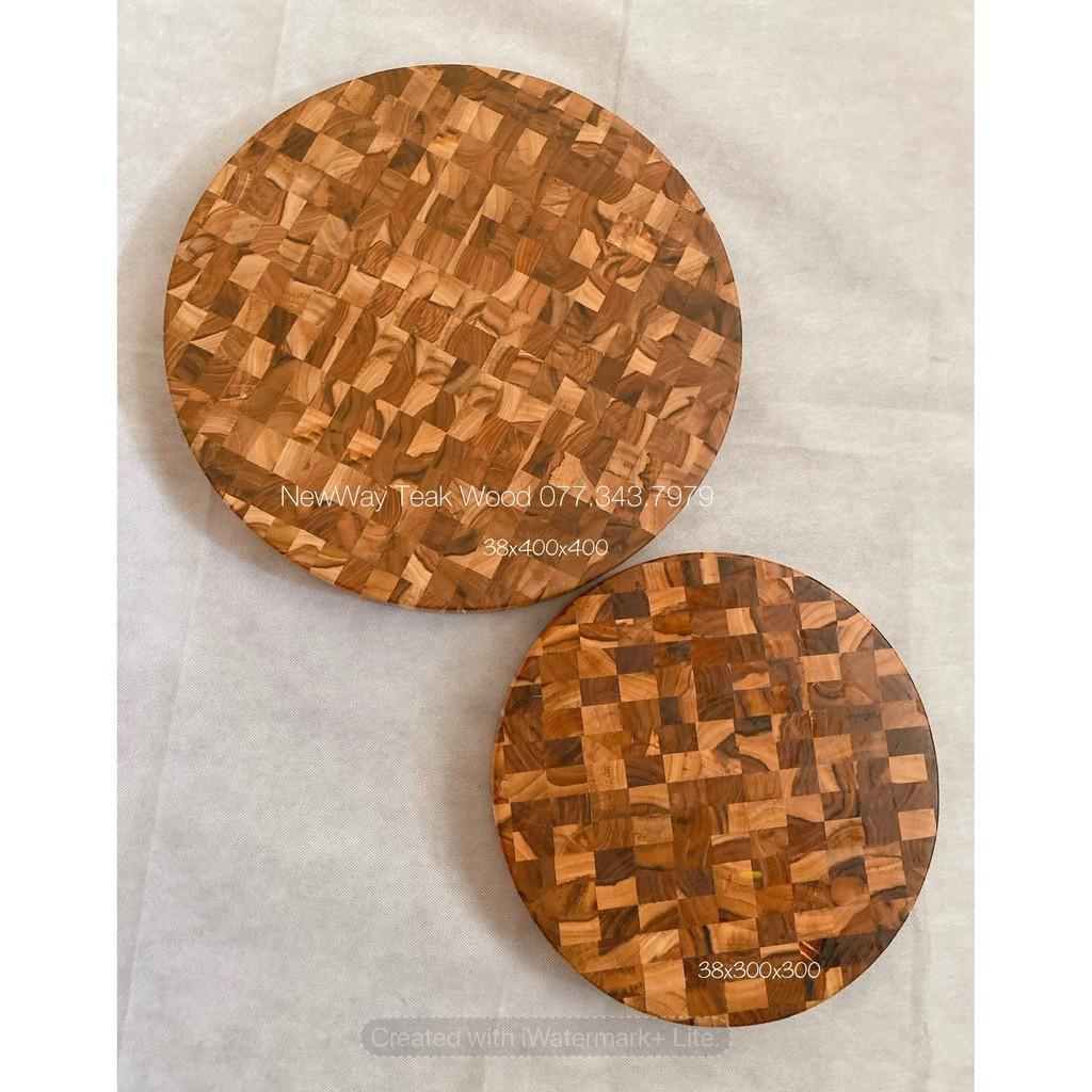 Thớt gổ teak ghép đầu cây tròn TDC05