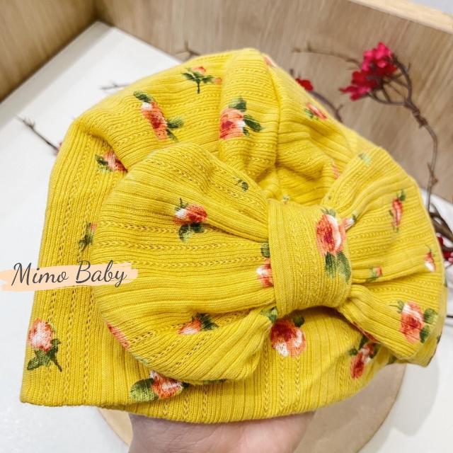 Mũ turban hoa hồng nền vàng đáng yêu cho bé 6-10kg MTB81 Mimo Baby