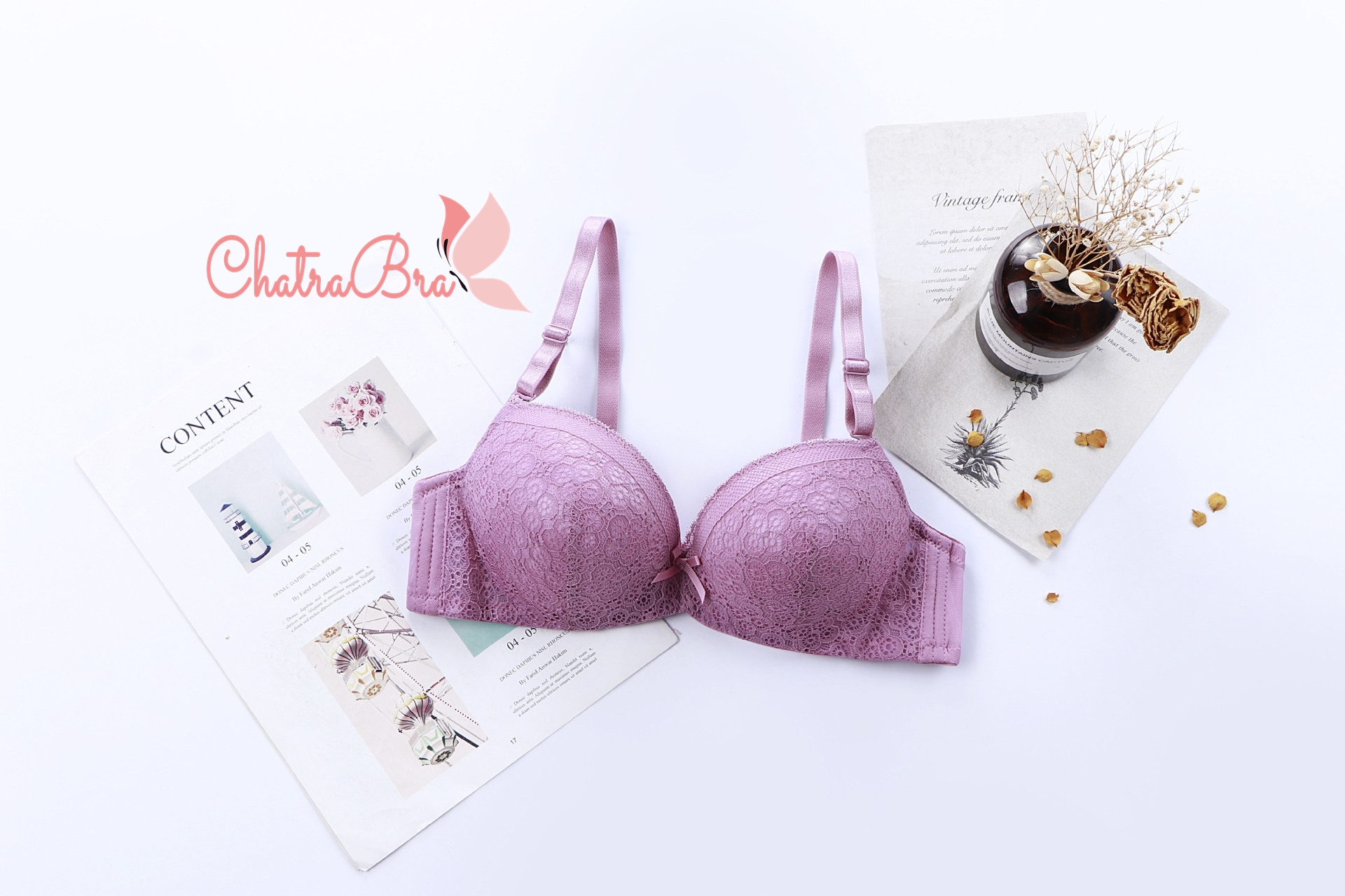Áo lót cao cấp có gọng cúp ren thêu hoa