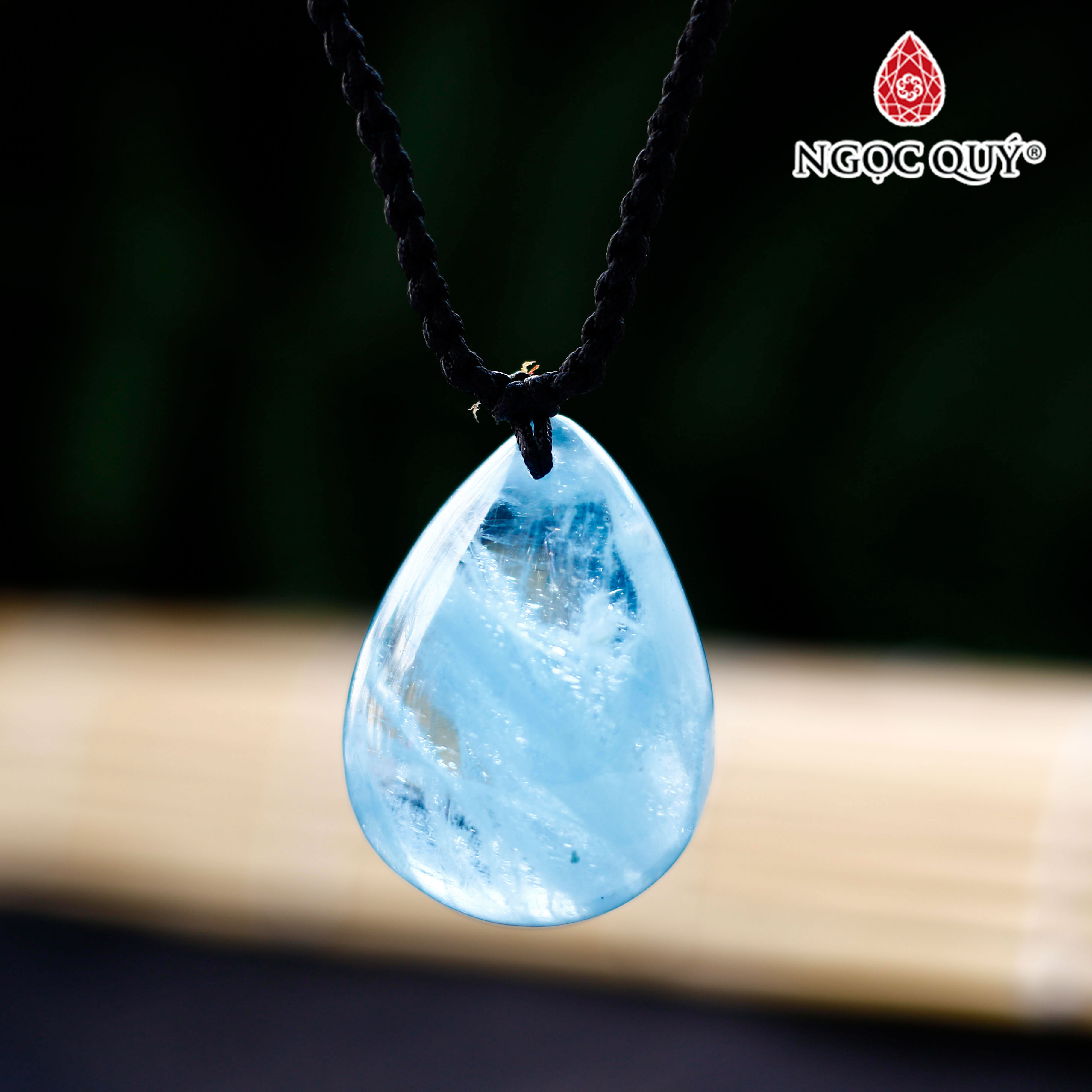 Mặt dây chuyền giọt nước Aquamarine hải lam ngọc - Ngọc Quý Gemstones