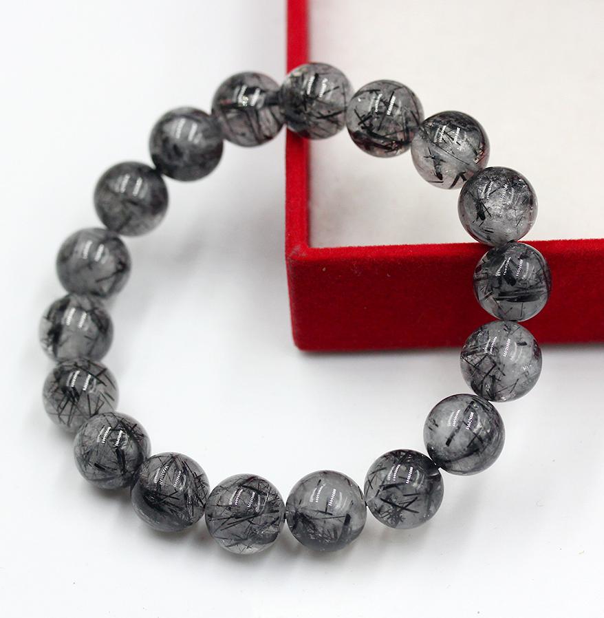 Vòng Tay Đá Thạch Anh Tóc Đen 12MM