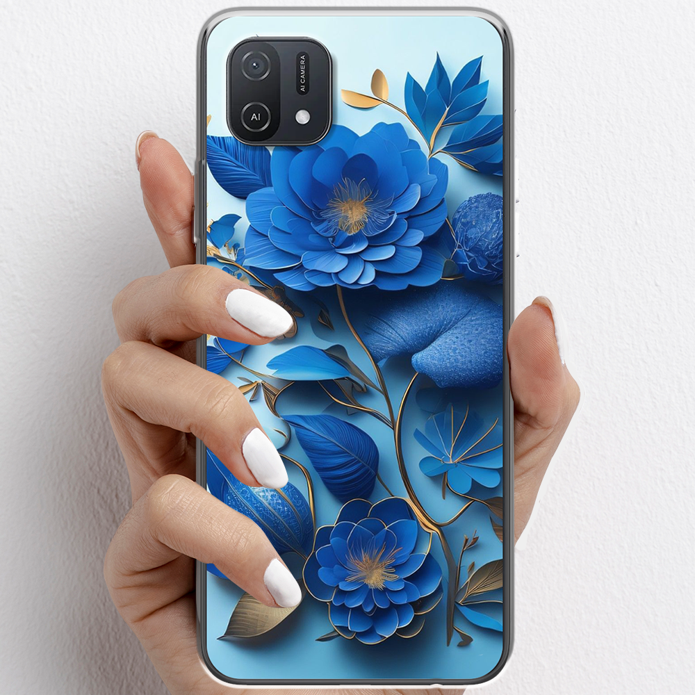 Ốp lưng cho Oppo A16, Oppo A16k nhựa TPU mẫu Hoa xanh dương