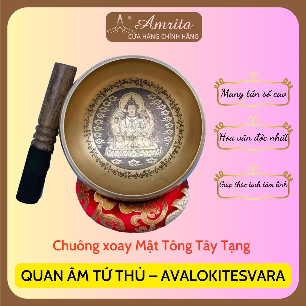 Chuông Xoay Nepal họa tiết Quan Âm Tứ Thủ - AVALOKITESVARA