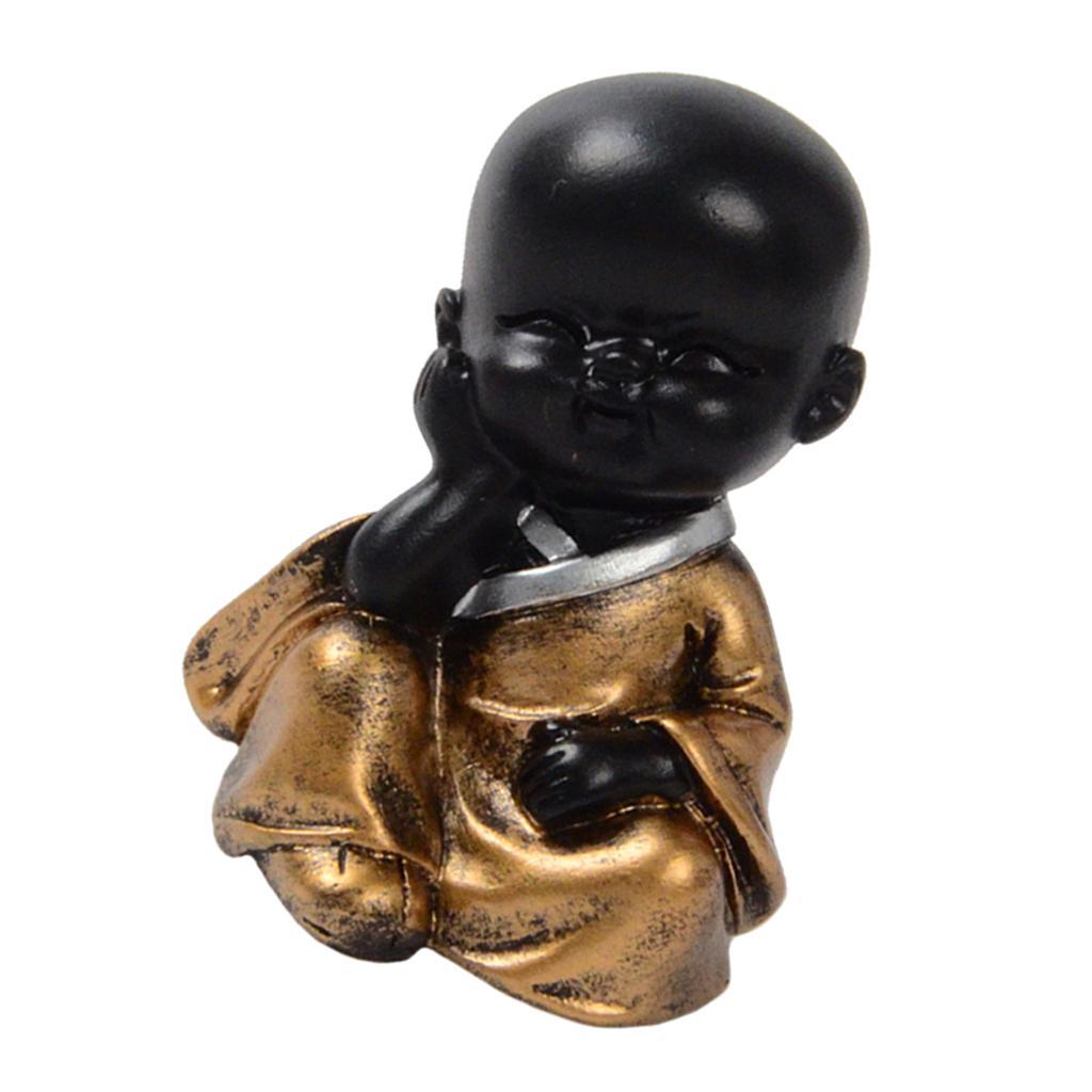 3X Resin Small Buddha Statue Monk Figurine Tea pet Ornaments Style01