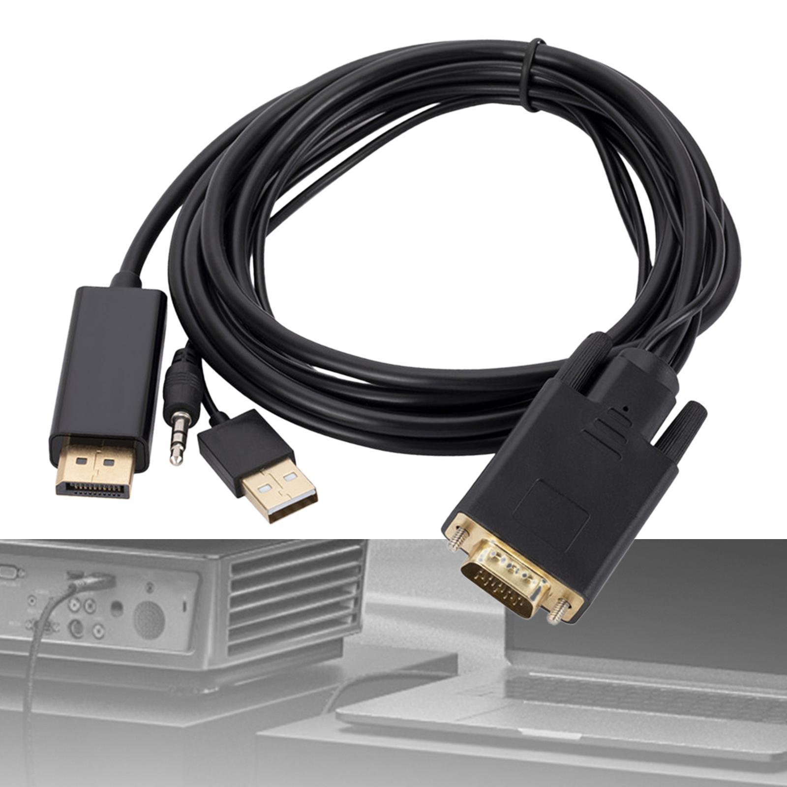 VGA to DP Cable, Male to Male Connection Adapter, Video 1080P 1.8M Converter for Monitor PC Laptop Computer