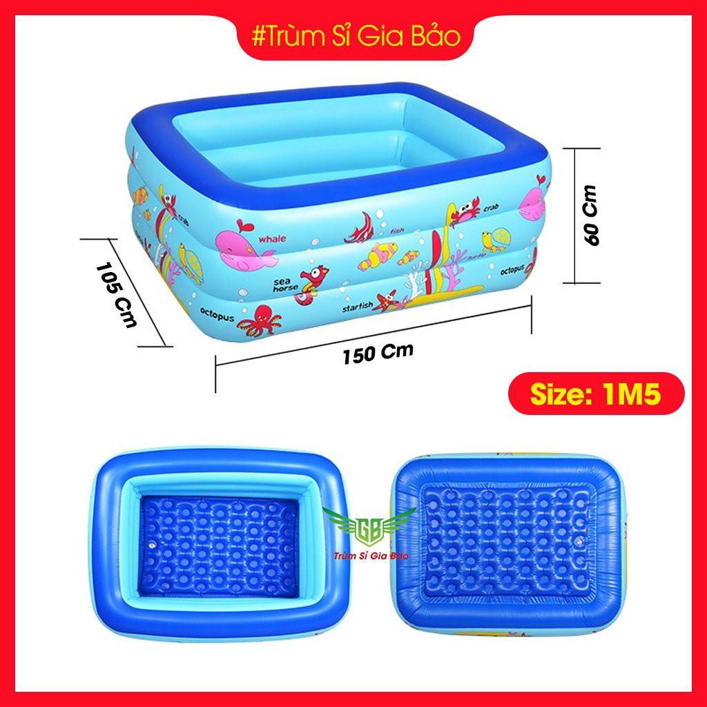 Bể Bơi Cho Bé Phao Bơi 2 Tầng Có Đáy 2 Lớp Chống Trượt Kích Cỡ 1m3, 1m5, 1m8 ,2m