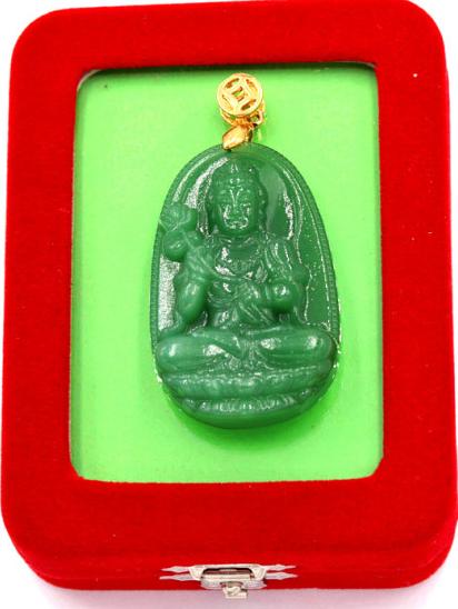 Mặt dây chuyền Đại Thế Chí Bồ Tát xanh 4.3cm kèm hộp nhung
