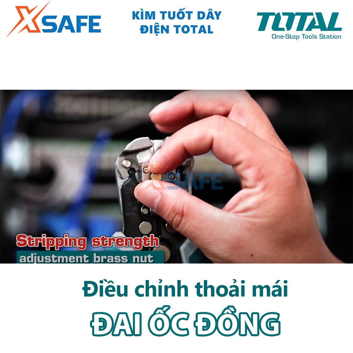Kìm tuốt dây điện tự động TOTAL THT15246 3 chức năng tuốt, cắt, uốn dây điện đồng và nhôm - chính hãng - xsafe