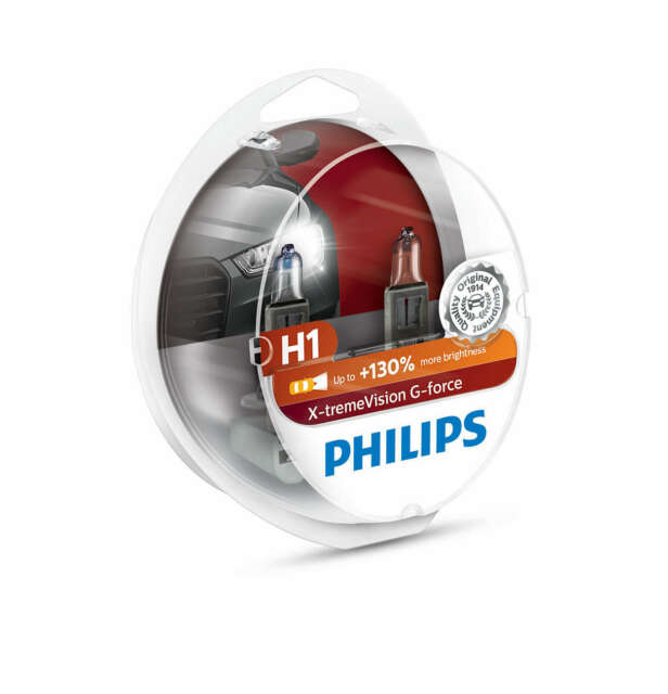 Hộp 2 Bóng Đen Pha Xe Hơi Philips X-tremeVision G-force + 130% H1 12258 XVG S2 (Hàng chính hãng)