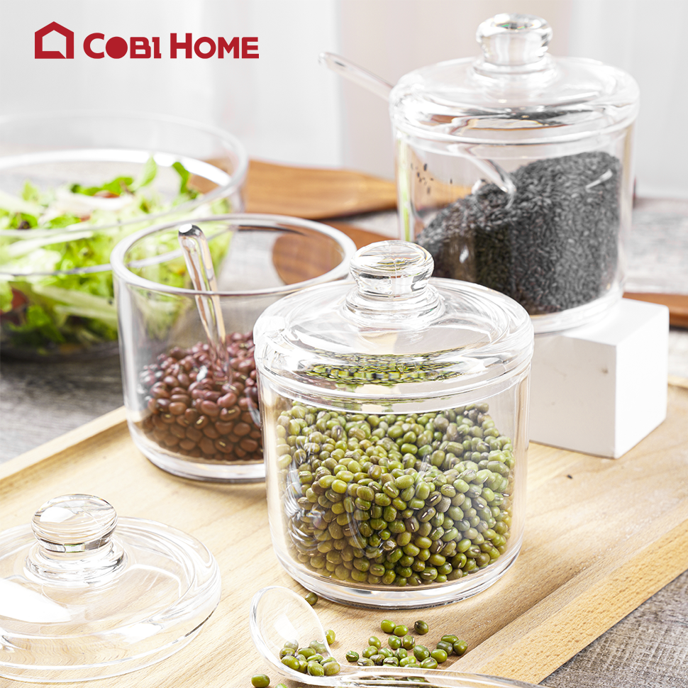 Hũ đựng gia vị, lọ đựng gia vị bằng nhựa màu trắng trong cao cấp - nhiều lựa chọn