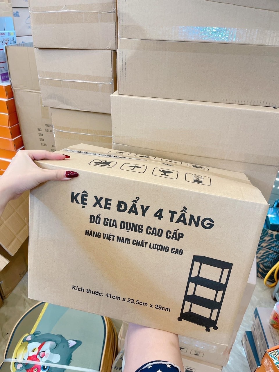 Kệ để đồ đa năng thông minh 4 tầng có bánh xe