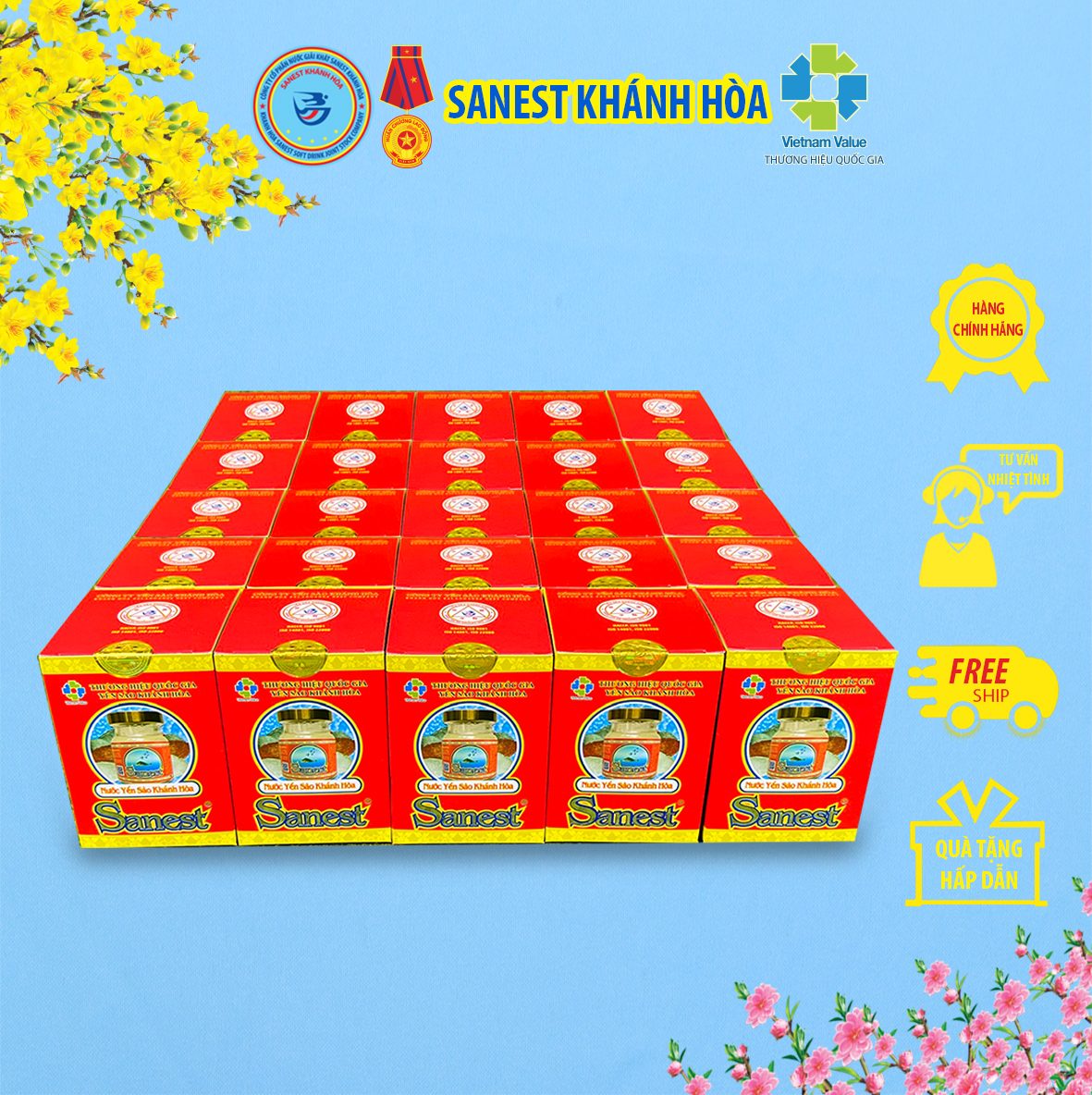 Nước Yến sào Khánh Hòa Sanest có đường đóng lọ 70ml