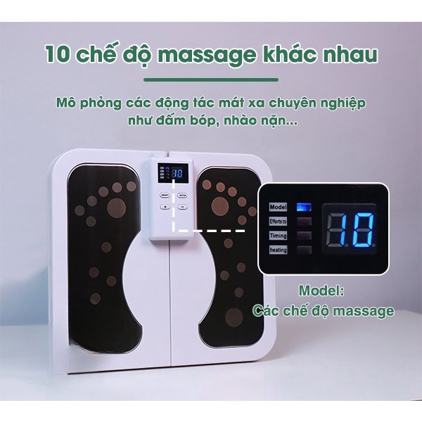 Máy massage chân thông minh - Máy mát xa bàn chân bằng xung điện cao cấp Nhật Bản hồng ngoại 10 chế độ massage, 50 cấp độ hỗ trợ lưu thông tuần hoàn khí huyết, cho mọi lứa tuổi, người đau mỏi, tê bì bàn chân, an toàn khi sử dụng