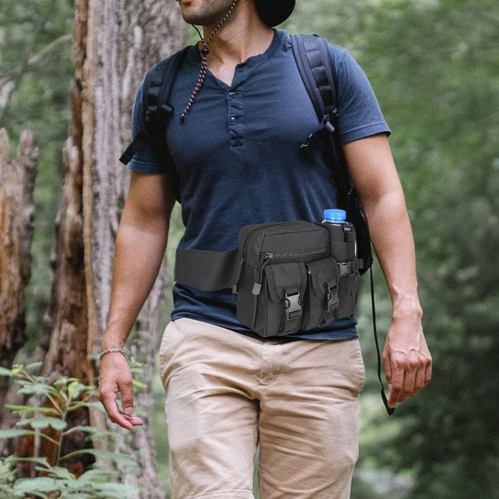 Waist Pack Bag Pouch Fanny Pack Water Bottle Holder for Phone Trekking Women Men Hunting
