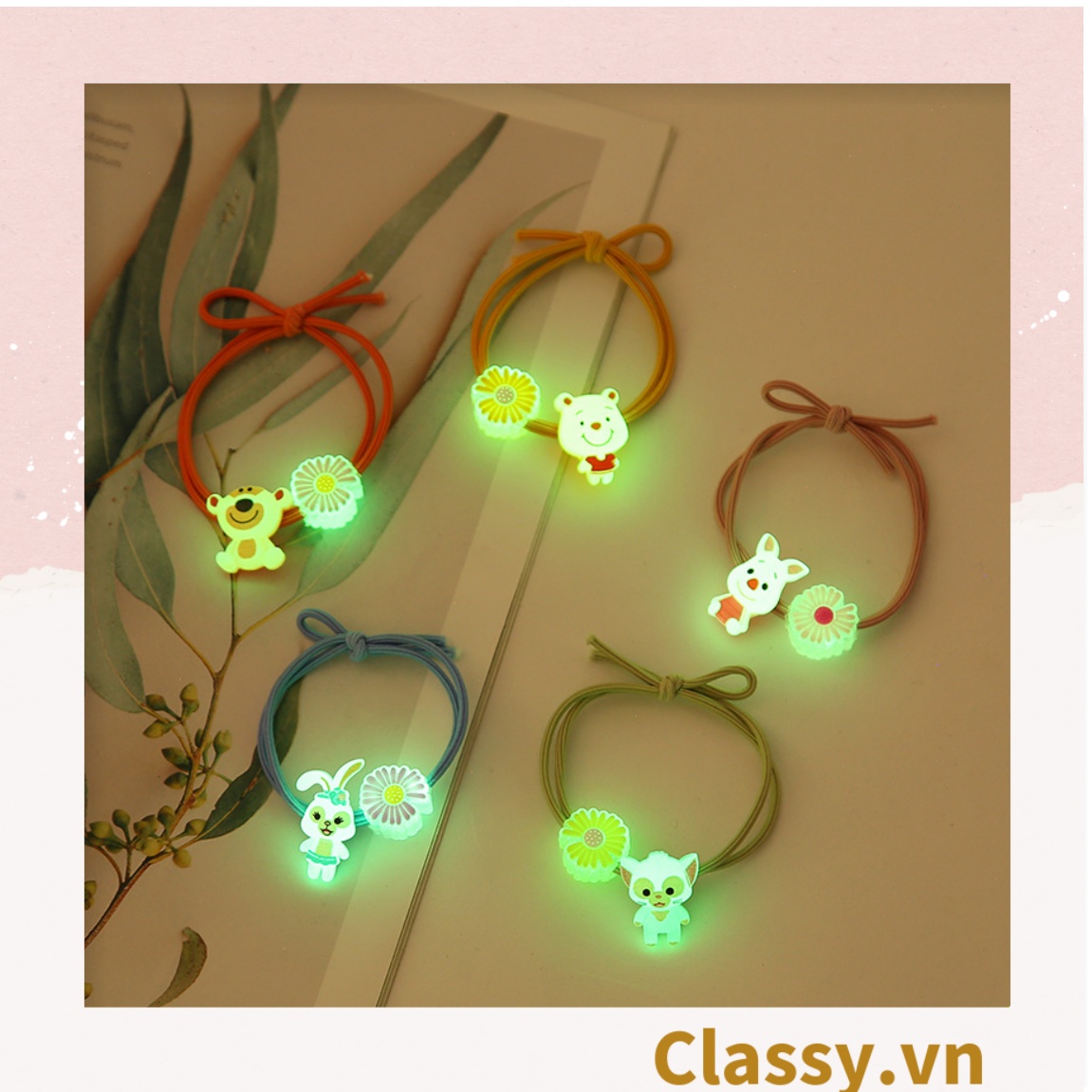 01 dây cột tóc dạ quang phát sáng hình động vật thạch jelly bền chắc giá rẻ, nữ tính PK629