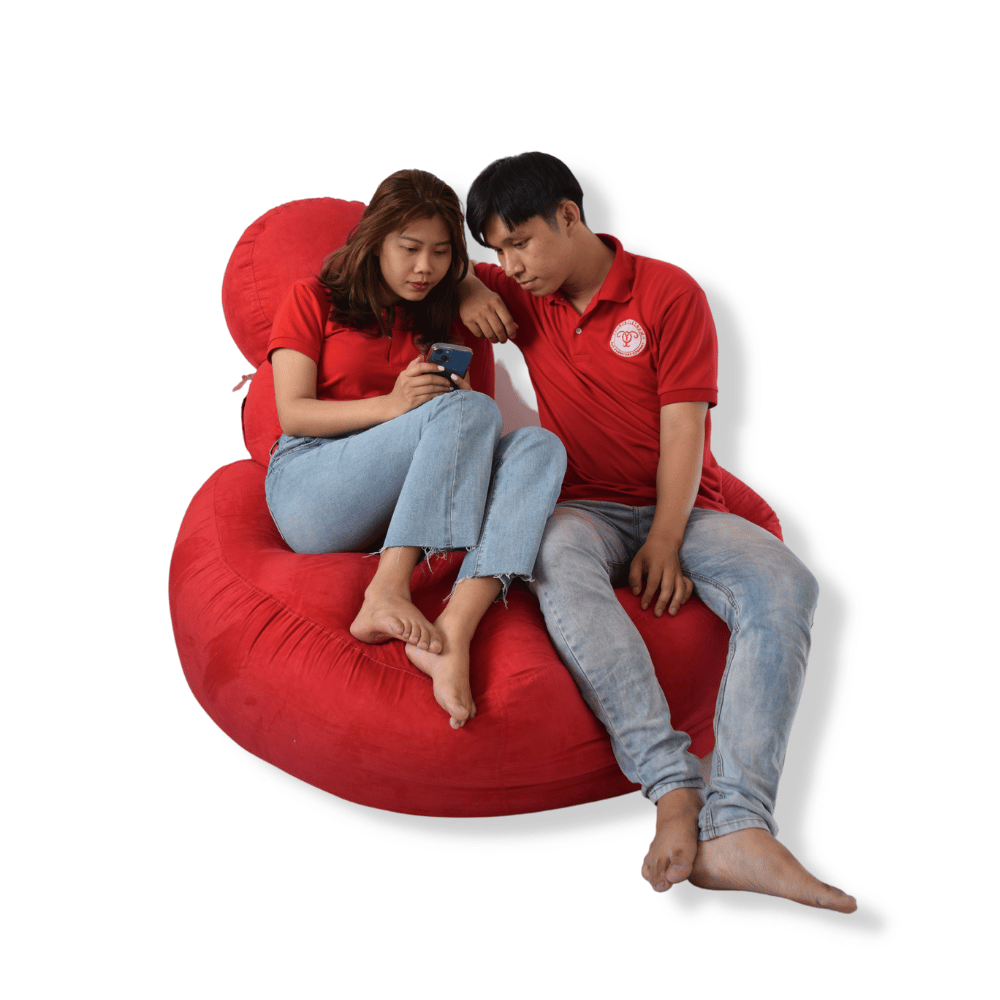 Bộ ghế lười hạt xốp hình trái tim The Beanbag House - Size lớn - Thoải mái cho 2 người sử dụng, 2 lớp, nhẹ nhàng dễ di chuyển