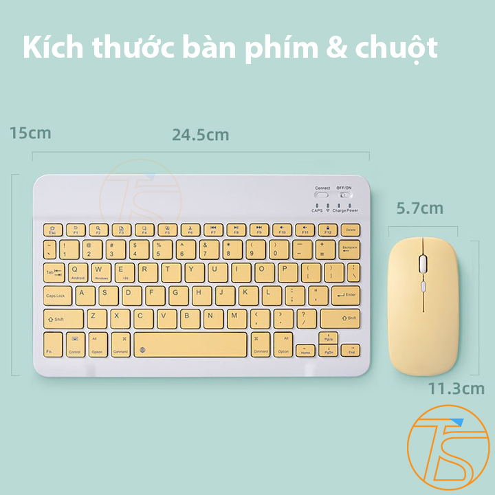 Combo chuột và bàn phím mini 10inch kết nối bluetooth cho laptop, máy tính, điện thoại