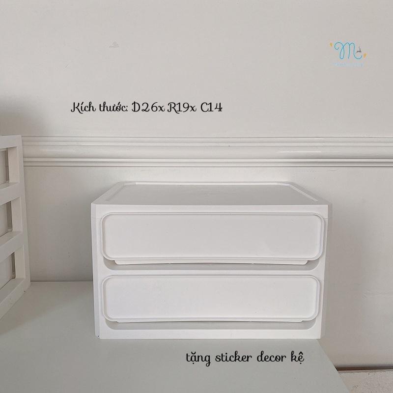 Kệ bút 2 tầng - 3 tầng màu trắng + tặng sticker decor kệ