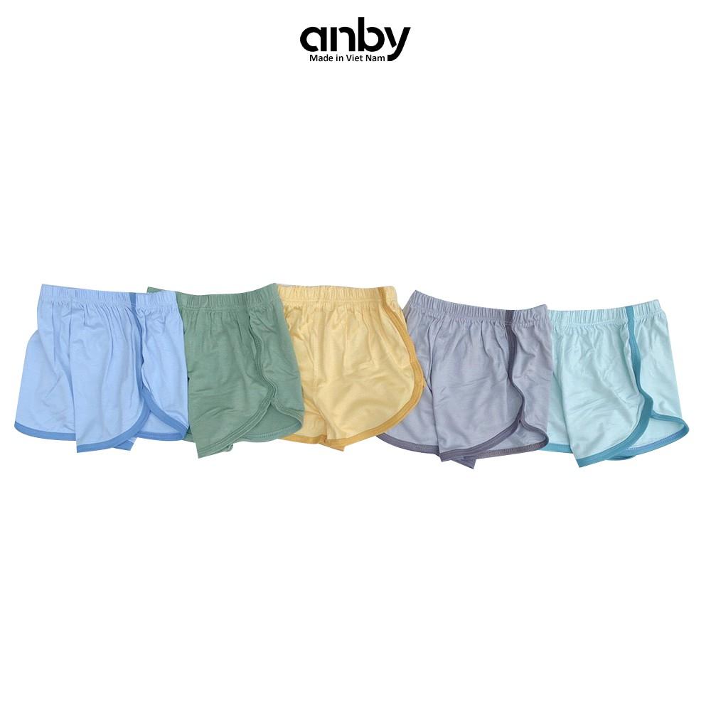 Set 5 quần đùi cho bé từ 0 đến 3 tuổi ANBY thun lạnh màu trơn bo viền dễ thương