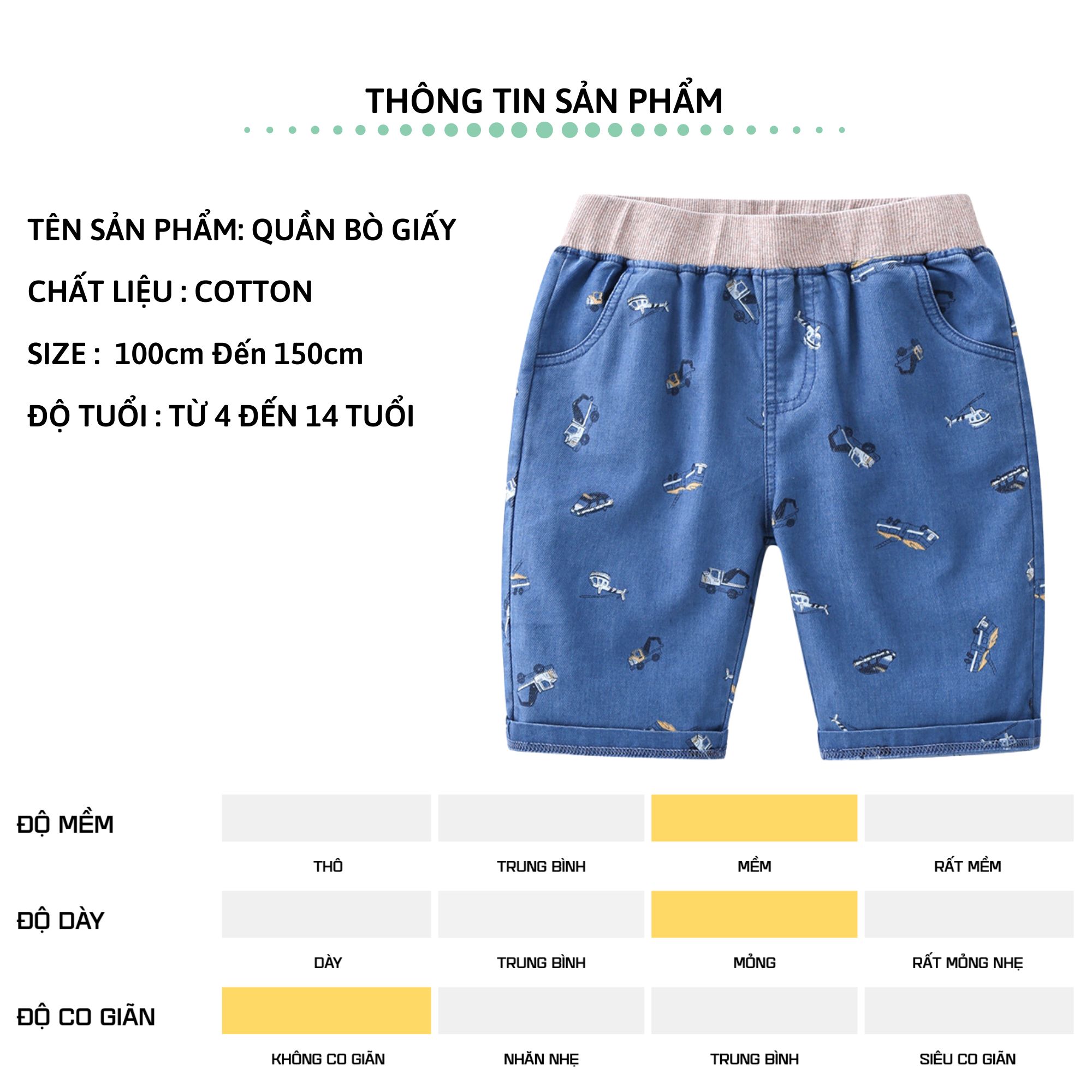 Quần lửng bò giấy bé trai 27Kids Quần đùi vải Tencel mỏng mềm short nam cho trẻ từ 2-10 tuổi BSPM2