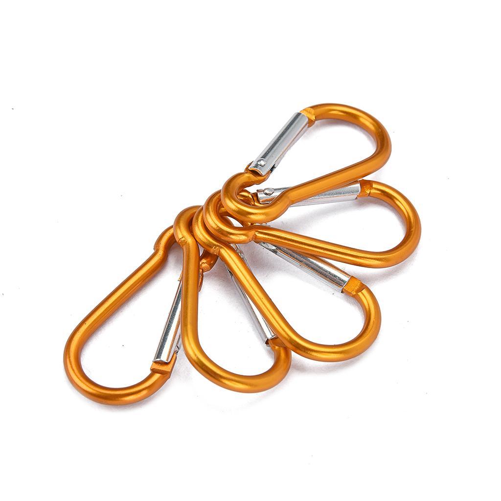 5 Pieces Aluminum D Shape Buckle Carabiner Key Chain Clip Hook for Home Hiking Camping