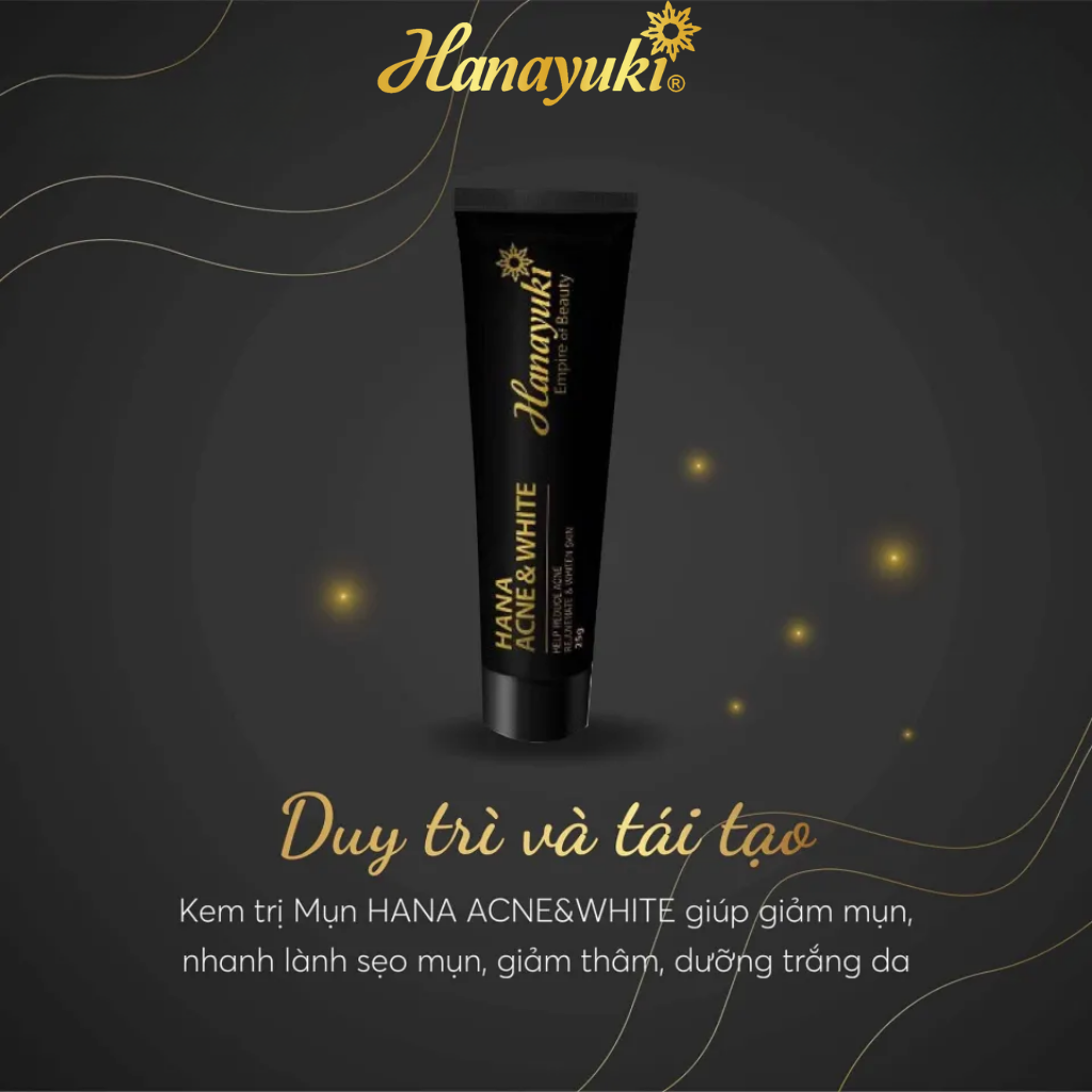 Kem Mụn Thâm Hana Acne &amp; White Hanayuki Chính Hãng Kem Xóa Mụn Mờ Thâm Dưỡng Ẩm Trắng Da 25g
