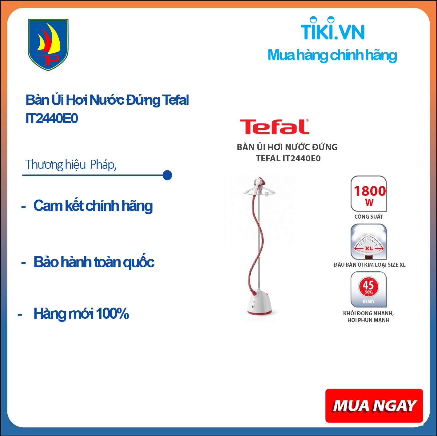 Bàn Ủi Hơi Nước Đứng Tefal IT2440E0 – Hàng Chính Hãng