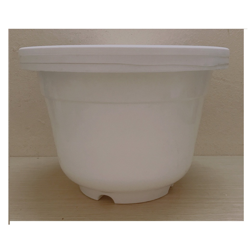 3 Chậu Nhựa Trồng Hoa, Cây Cảnh Hình Tròn Màu Trắng A280x190
