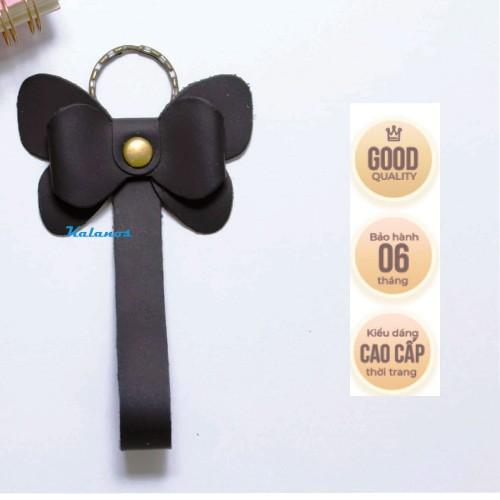 Móc khóa da bò cao cấp độc đáo sang trọng Kalanos KMKN20-Den, Móc khóa da màu đen sành điệu