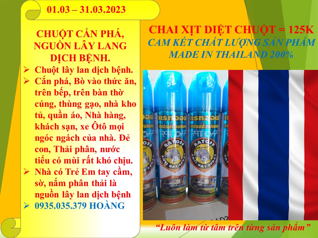 CHAI XỊT DIỆT CHUỘT- CAM KẾT HÀNG THẬT THAILAND 100