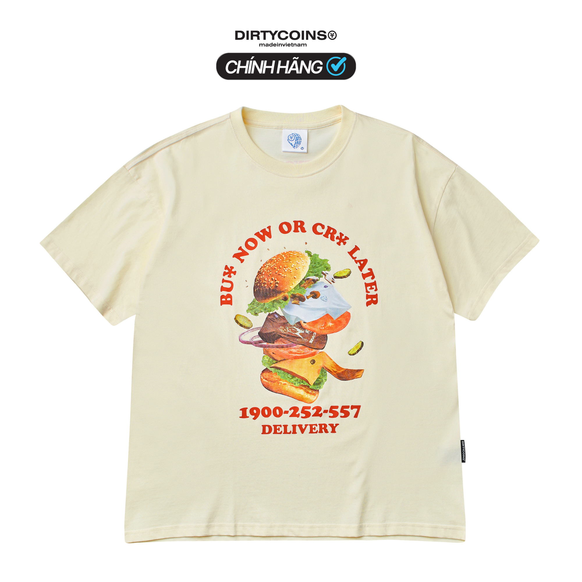 Áo Thun DirtyCoins Hamburger T-shirt - Cream