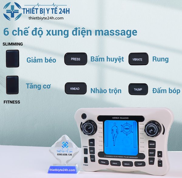 Máy Massage Xung Điện Trị Liệu 4 Miếng Dán Kết Hợp Bấm Huyệt Nhào Xoa Bóp Rung Đấm Giảm Đau Lưu Thông Khí Huyết SYK-308B