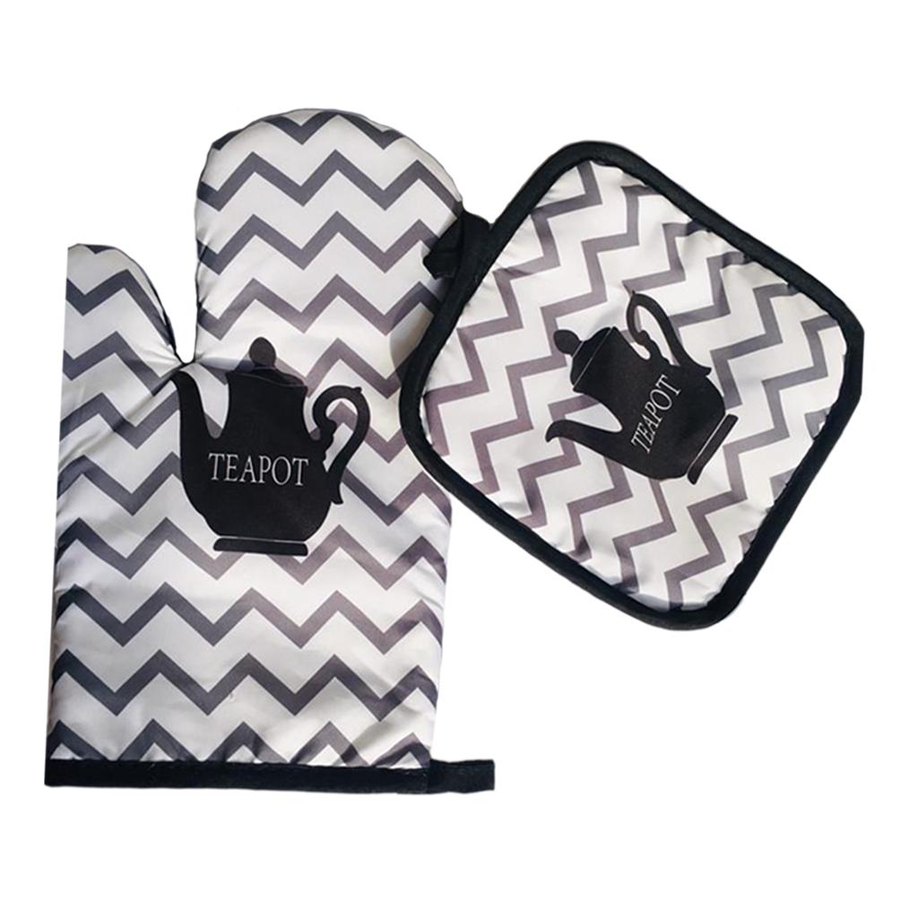 2pcs Oven Cotton Gloves Pot Holder Cooking Heat Resistant Mitt Bowl