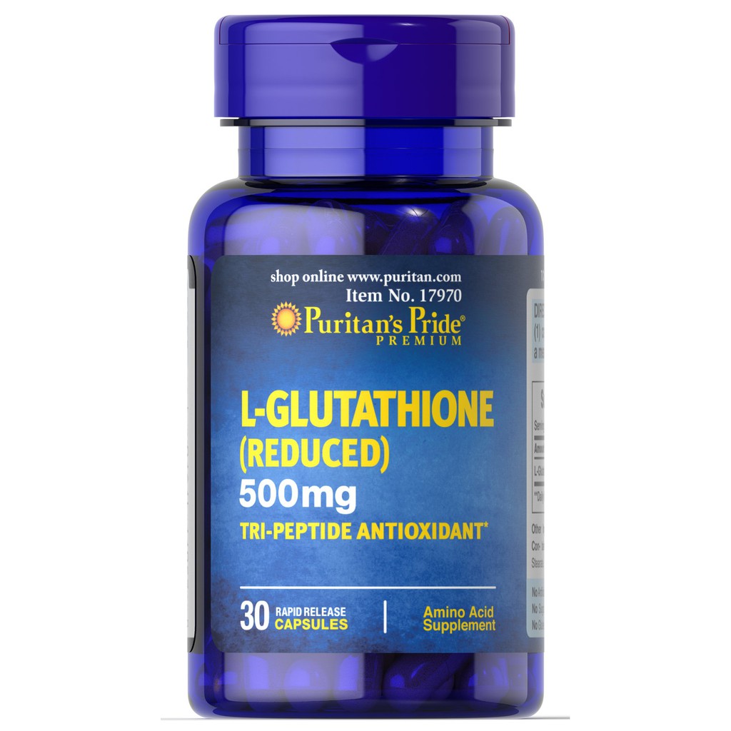 Trắng da Glutathione Puritan’s Pride L-Glutathione 500mg Hỗ trợ trắng da, Giảm nám, tàn nhang, Thải độc , Tăng hệ miễn dịch - QuaTangMe Extaste