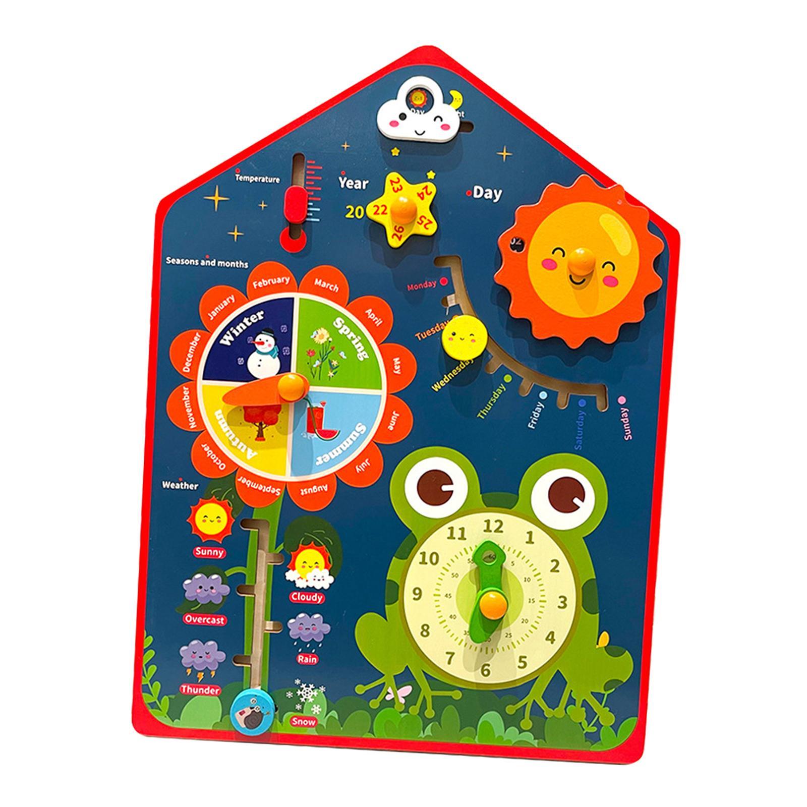 Montessori Wooden Calendar Clock Learning Educational Toy for Children