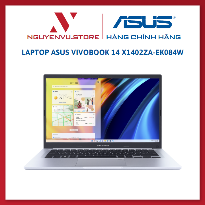 Máy tính xách tay Laptop Asus Vivobook 14 X1402ZA-EK084W ( I5-1240P | 8GB RAM | 256GB SSD | Intel UHD Graphics | 14 FHD | Win11 | Bạc) - Hàng chính hãng