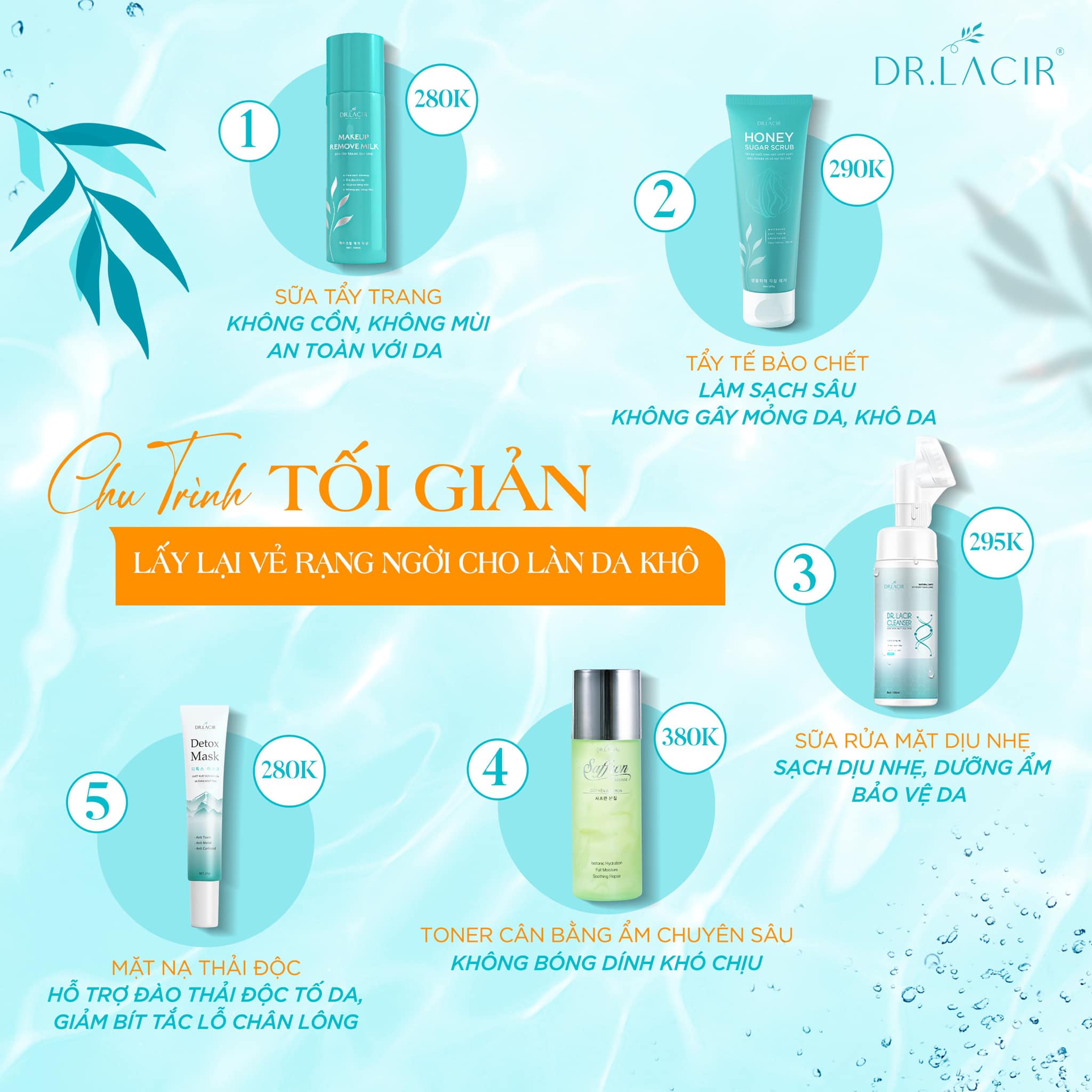 Sữa Tẩy Trang Dịu Nhẹ Dr.Lacir - Make Up Remove Milk 120ml, dành cho mọi loại da