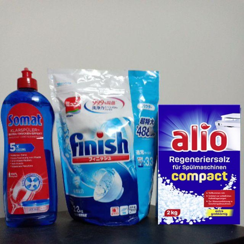 Combo Bột rửa bát Alio 1,8kg + Muối làm mềm nước Alio 2kg + dầu bóng somat 750ml