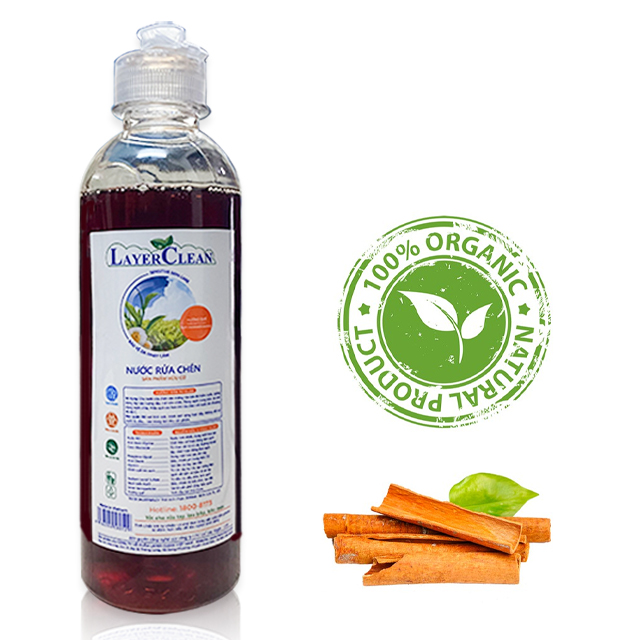 Nước Rửa Chén Bát Hữu Cơ Hương Quế 300ml Organic Layer Clean Không Chứa Hóa Chất An toàn cho da