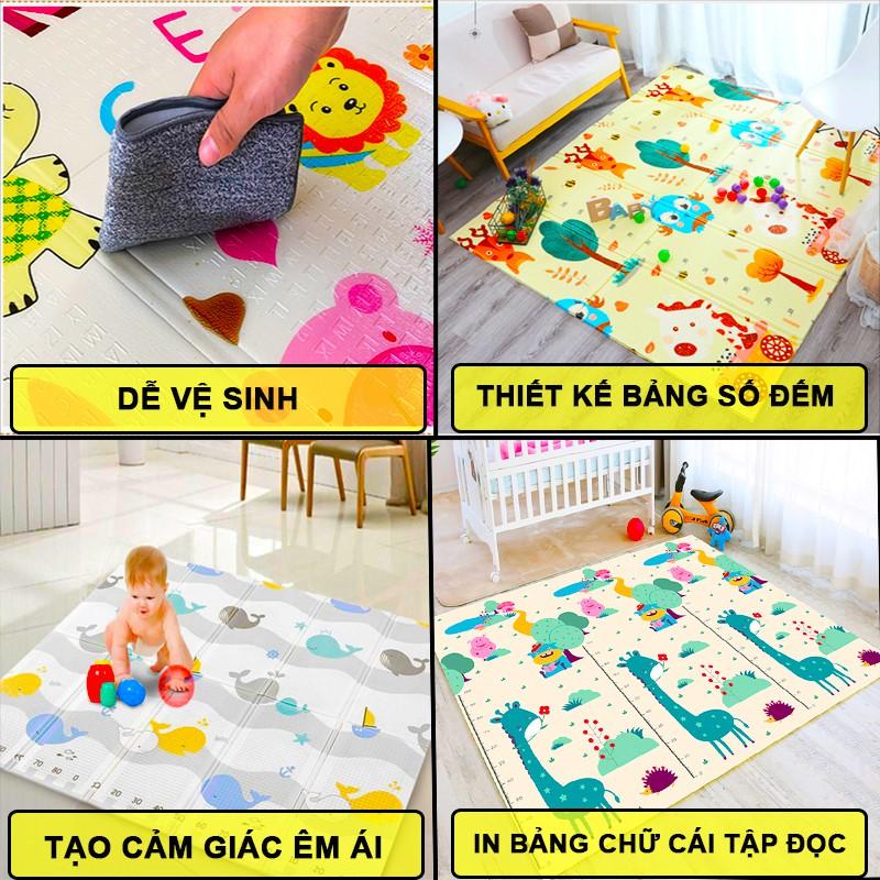 Thảm trải sàn cho bé xốp XPE 2 mặt phủ Silicone Hàn Quốc mẫu đẹp chống thấm, chống ngã,cho bé tập bò kèm túi SALE